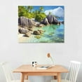 thumbnail image 2 of COMIO  Beach Wall Art Picture Wall Art Stone Coconut Trees on Sands Beach Seascape Scenery Painting Nature Picture for Bedroom Home Office Wall Decor, 2 of 4