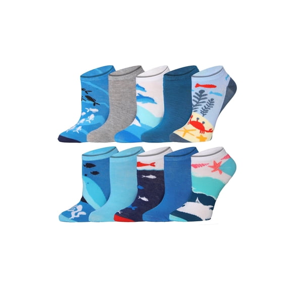 Tipi Toe Fun & Fashionable Women's Low-Cut Socks - Mega Pack (10 Pairs)