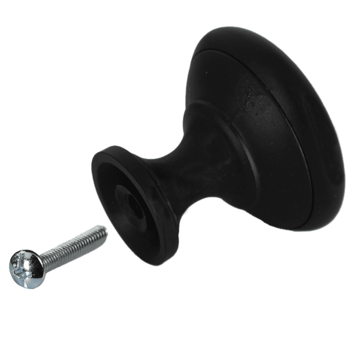 Würth Matte Black Round Mushroom Knob, 20 Pack