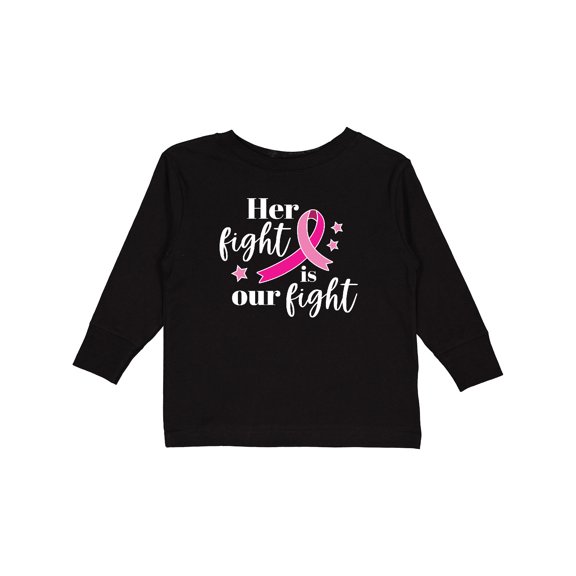 Inktastic Breast Cancer Awareness Her Fight is our fight Boys or Girls Long Sleeve Toddler T-Shirt