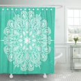 thumbnail image 1 of Juego de cortinas de ducha ABPHQTO Mandala en blanco sobre verde agua 165x180 cm, 1 of 2