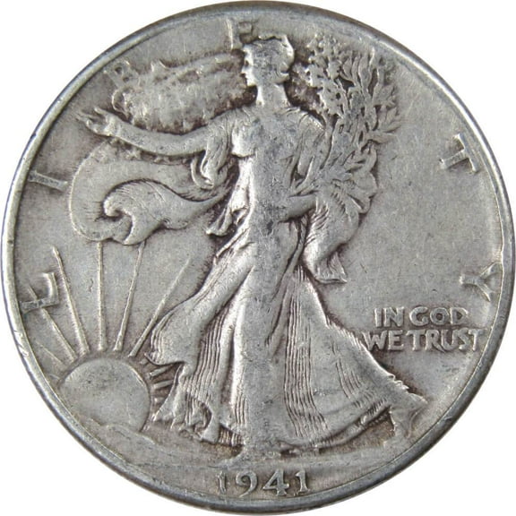 1941 Liberty Walking Half Dollar F Fine 90% Silver 50c US Coin Collectible