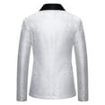 thumbnail image 4 of Yaoyar Men's Floral Jacquard Printed Suit Jacket One Button Slim Fit Blazer for Wedding, Prom, Dinner White XL, 4 of 4