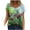 Green, variant on Women's Plus Size Short Sleeve V-Neck Floral Printing Loose Short T-Shirt