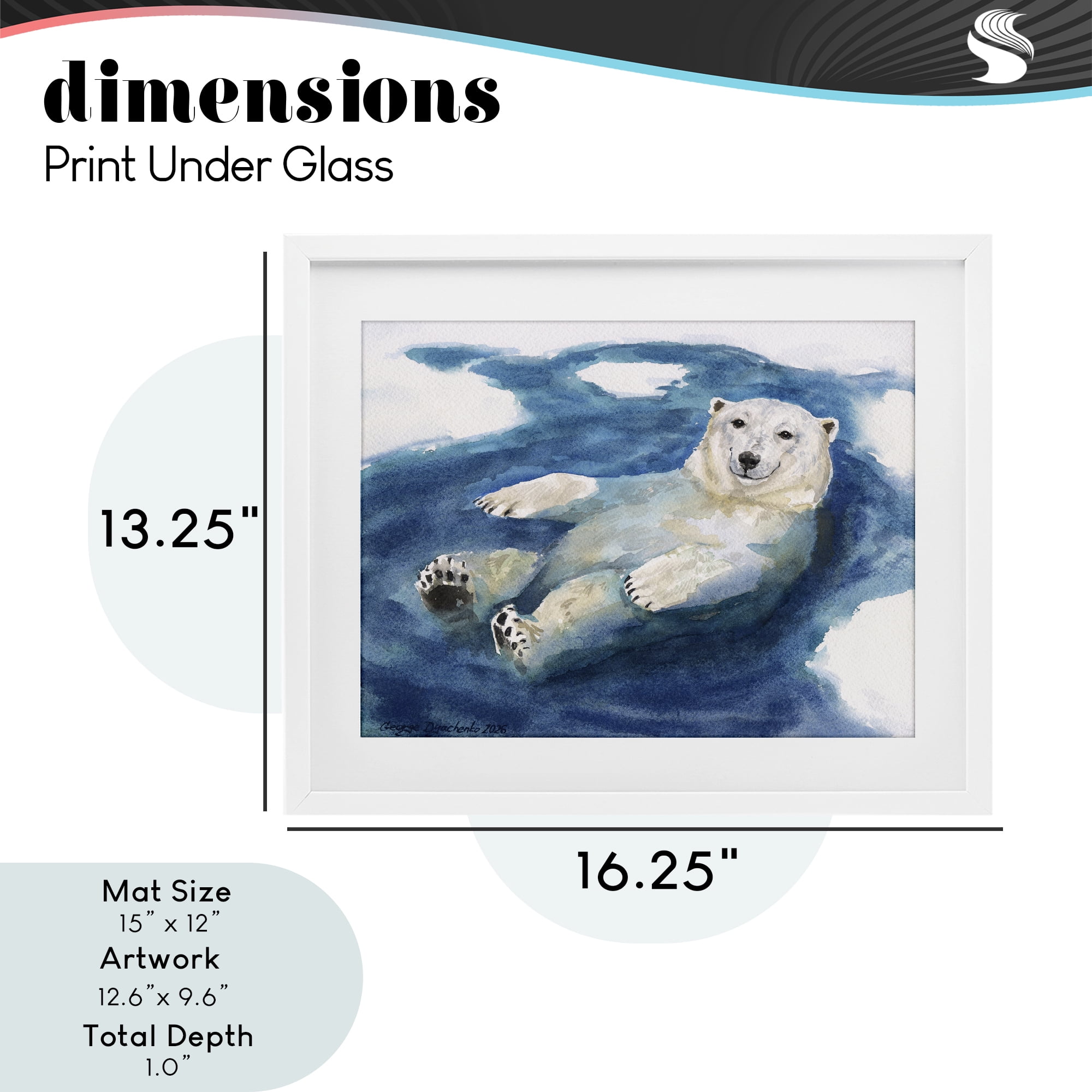 Stupell Industries Polar Bear Icy Bath Time White Framed Print Under Glass, design by George Dyachenko