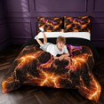 thumbnail image 3 of Manfei Neon T-Rex Full Size Comforter Sets,Gothic Lightning Bedding Comforter Set,Orange,Black Reversible,3 Pieces,1 Comforter and 2 Pillowcases, 3 of 7