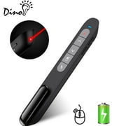 DinoFire Presentation Clicker with Air Mouse Control, Rechargeable USB Wireless Powerpoint Remote Pointer RF 2.4GZ PowerPoint Clicker Slide Advancer for Computer Laptop Mac