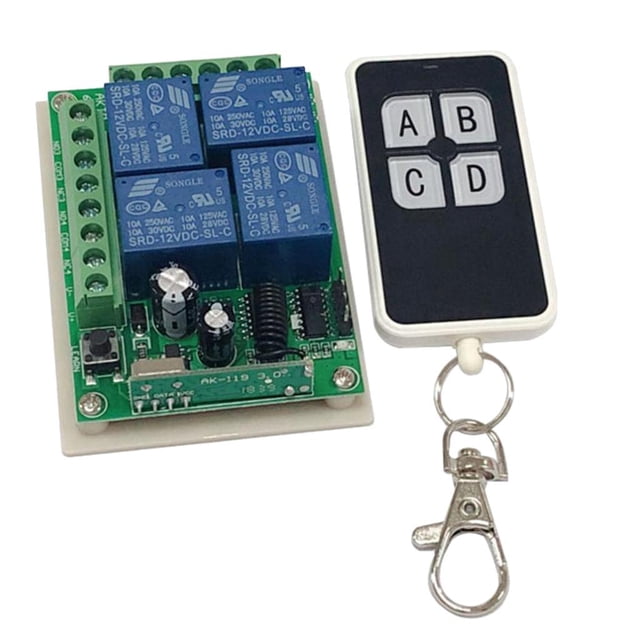 4CH Relay Interruptor De telemando Inalámbrico (botón / D) - Interruptor de lámpara Inalámbrico, Receptor Transmisor De Botón, 43 Sharpla Módulo de interruptor de control de relé