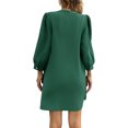 thumbnail image 4 of Solid Color Women 3/4 Sleeve Button Down Elegant Lady Dress, 4 of 5