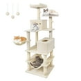 thumbnail image 1 of Gymax 66'' Tall Cat Tree w/2 Condos Sisal Scratching Posts Plush Perch Hammock Basket Beige, 1 of 10