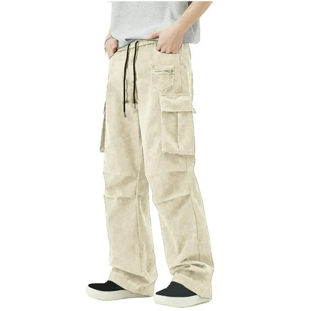 Weiqiqre Mens Work Pants Workout Joggers Stretch Sweatpants Hiking Drawstring Tactical Pants with Multi Pockets,Size M