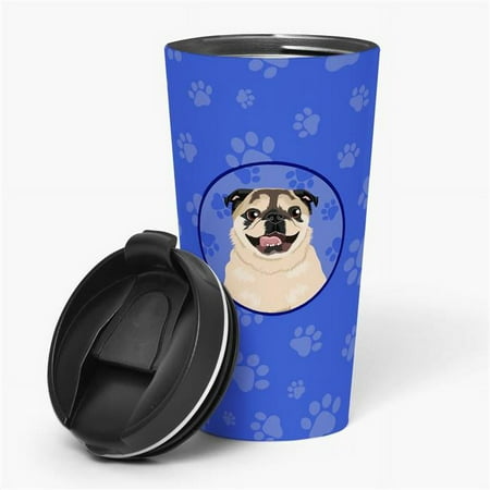 

7.25 x 3.5 in. Unisex Pug Fawn No.5 Stainless Steel 16 oz Tumbler Blue