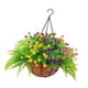 thumbnail image 3 of Flores artificiales colgantes en cesta, cesta de flores falsas, regalo de inauguración de la casa, ramo Artificial para exteriores, interiores y, 3 of 8