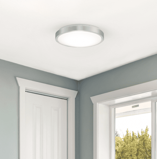 Maxxima 14 in. LED Round Flush Mount Ceiling Light Fixture, Brushed Aluminum Trim, Dimmable, 3000K Warm White, 1600 Lumens