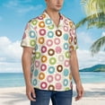 thumbnail image 3 of Sikiie Colorful Donuts Print Men's Hawaiian Shirt, Summer Beach Button Pocket Short Sleeve T-Shirt,3X-Large, 3 of 7