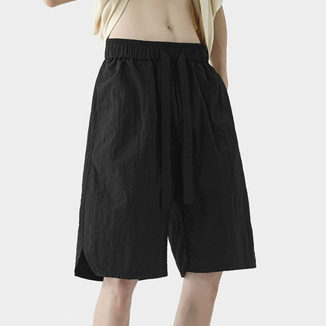 Styesk Mens Shorts Men New Solid Color Casual Fashion Loose Drawstring Exercise Short Pants