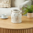 thumbnail image 2 of DecMode 8" Antique Style Distressed Cream Ceramic Vase with Handles, 2 of 9