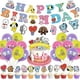 thumbnail image 1 of Suministros para fiesta de cumpleaños Bt21, decoraciones de fiesta Bts para fanáticos de Bangtan Boys que incluyen pancarta de feliz cumpleaños, pancarta Bt21, adornos para cupcakes y dibujos ani, 1 of 5
