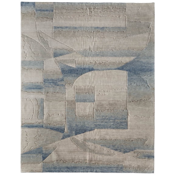 Feizy Jaxson Modern Abstract, Blue/Ivory/Gray, 2' x 3' Accent Rug, Easy Care Stain Resistant Pet & Kid Friendly, Area Rug for Living Room and Bedroom