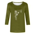 thumbnail image 4 of Fiudx Ofertas Flash Del Día Camiseta Estampada a La Moda para Mujer, Blusa de Mangas 3/4, Tops Informales con Cuello Redondo, 4 of 4