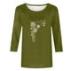 thumbnail image 4 of Camisetas Casuales de las Mujeres de Moda Impresa 3/4 Mangas Blusa Cuello Redondo para el Hogar Y Diario, 4 of 4