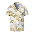 thumbnail image 5 of Men's Hawaiian T Shirt Short Sleeve Lapel Button Down Print Shirts Beach Tops Beige S, 5 of 7