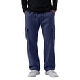 thumbnail image 2 of Nestiefly Cargo Sweatpants for Men Baggy Fleece Lined Straight Leg Sweatpants Comfort Tall Jogger Workout Pants with Pockets Navy XL, 2 of 9