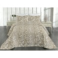 thumbnail image 2 of Ambesonne Vintage Quilted Bedspread Set 3 Pcs, Leafy Print Nude Tone Motif, Twin, Pale Sepia and White, 2 of 4