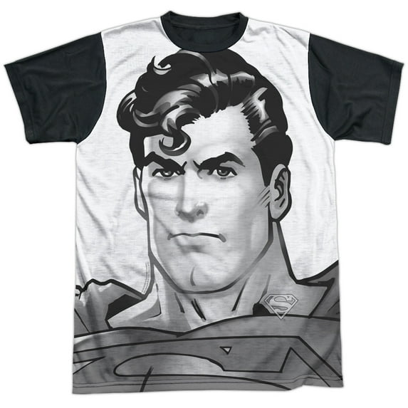 Superman - Bw Supes Head - Short Sleeve Black Back Shirt - Small