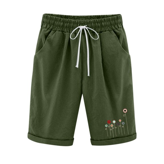 JJHGVB Mid Long Shorts Lounge Shorts Knee Length Shorts Tailored Shorts For Women Stretch High Waisted Shorts Business Shorts For Women trendy shorts for women sweatpants shorts Army Green L