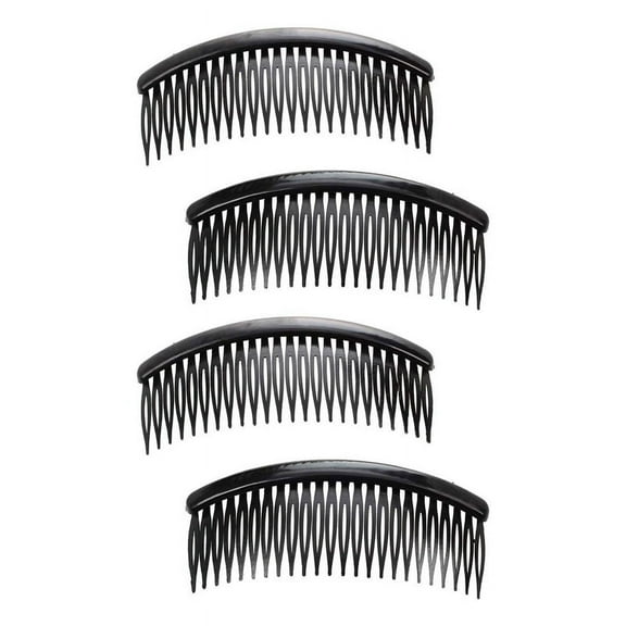 Black Plastic 24 Teeth Hair Comb Clip Clamp 4 Pcs for Lady