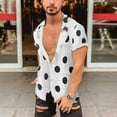thumbnail image 2 of JWZUY Men's Polka Dot Print Casual Shirt Short Sleeve Summer Casual Button Down Shirts White XL, 2 of 7