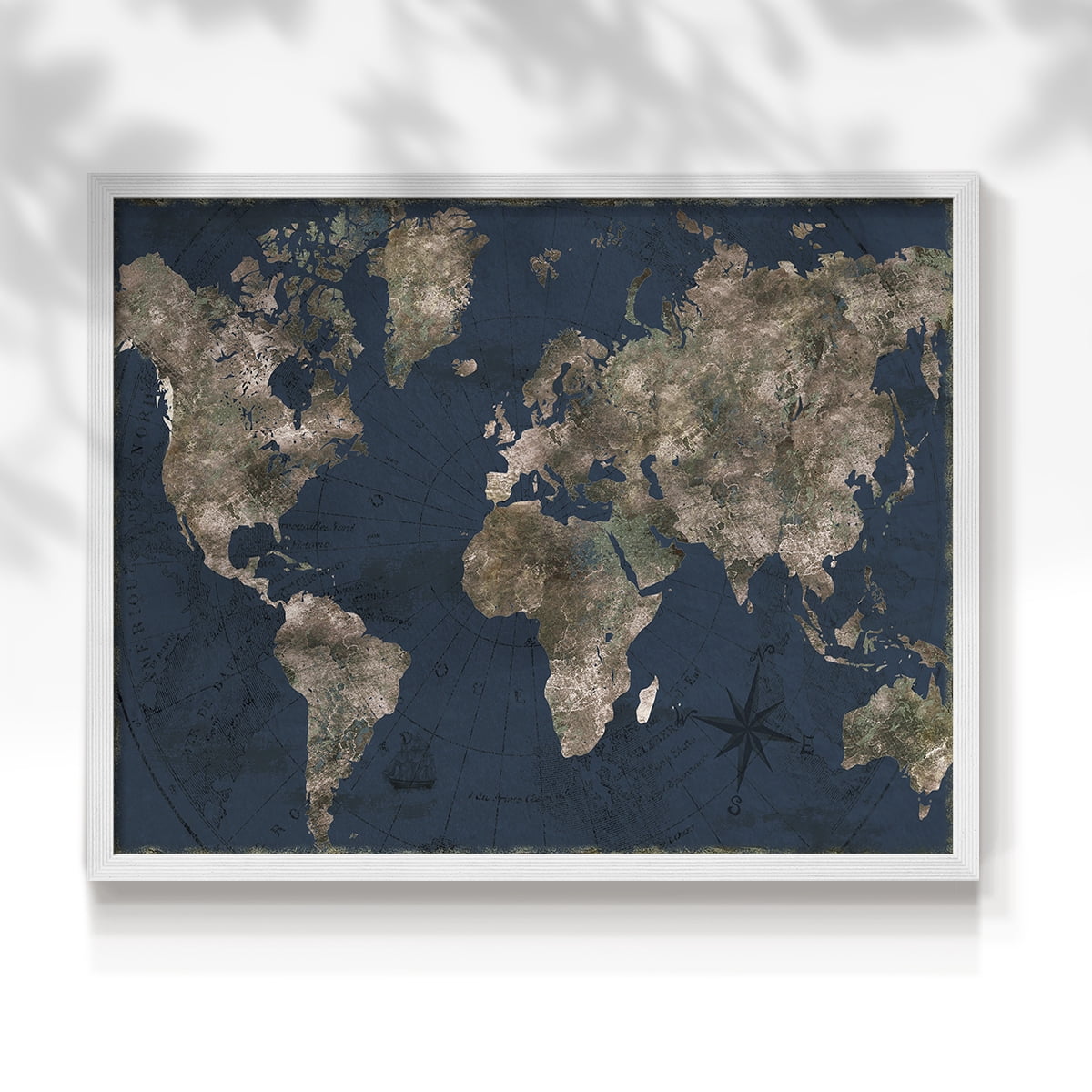Navy Atlas by CAD Designs - Restickable Framed Giclée Print