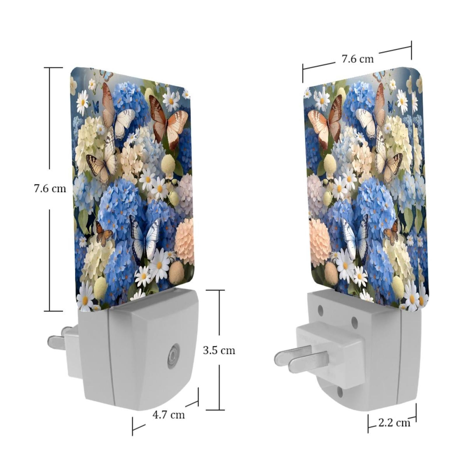 PhooArto Daisies Floral Butterflies Plug in LED Night Light Auto Sensor Dusk to Dawn Decorative Night for Bedroom, Bathroom, Kitchen, Hallway, Stairs, Baby's Room, Energy Saving