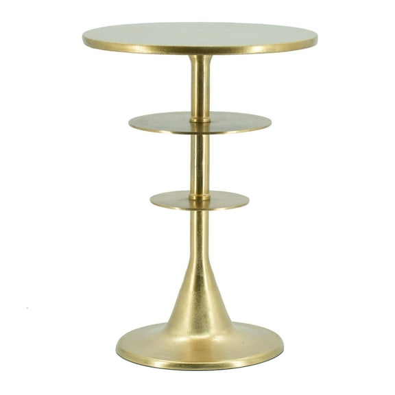 15.5" Round Accent Table - Antique Brass
