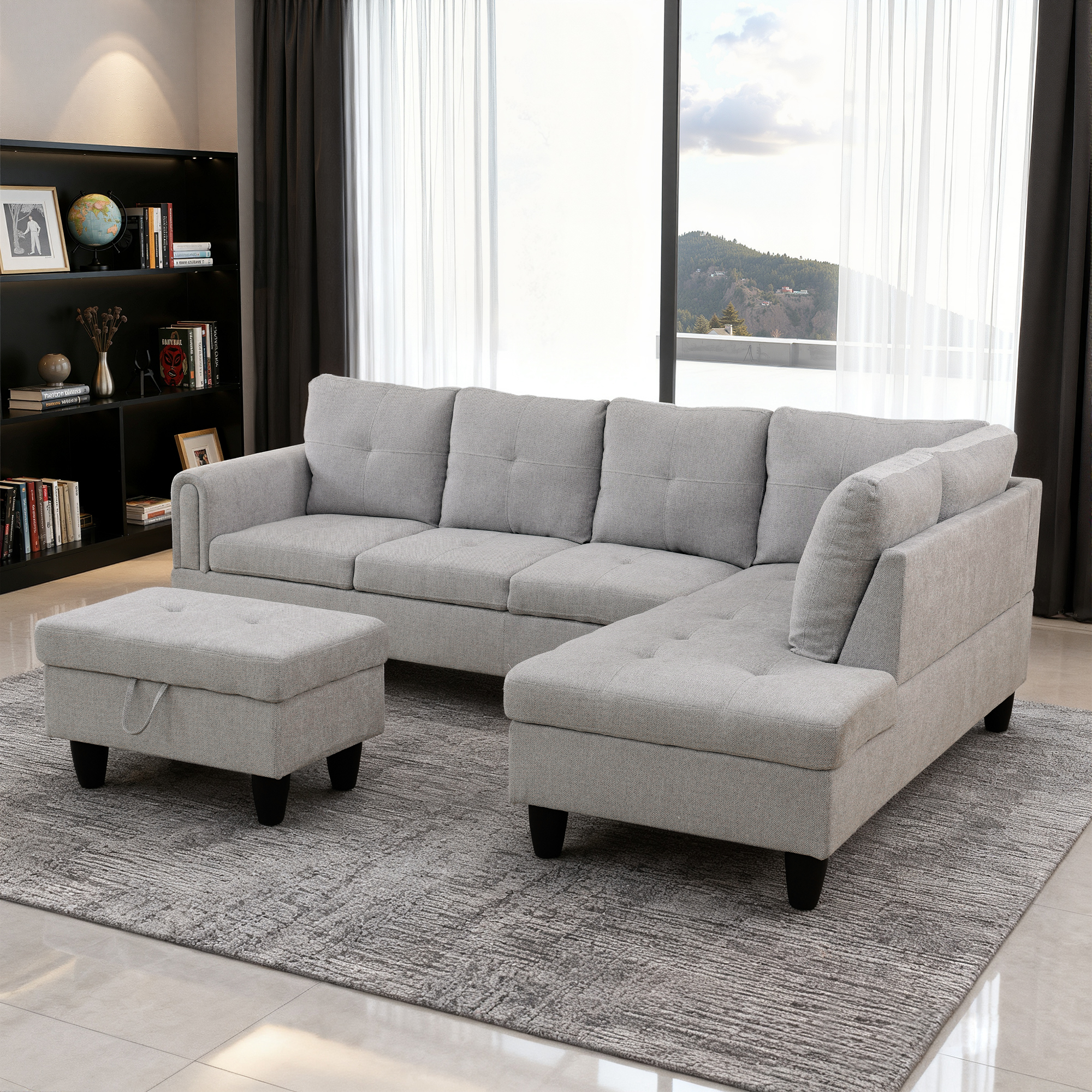 MAYEERTY Modern Adult 3-Piece Couch Living Room Sofa Set，Grey