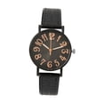 thumbnail image 2 of Reloj de pulsera analógico informal para mujer, elegante y sencillo con correa de piel sintética, a la moda Negro, 2 of 9