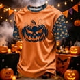 thumbnail image 2 of Fabrcox S-4XL Halloween Men's&nbsp;shirts Ghost Pumpkin Moon Mens Graphic T-Shirts Fall Winter Festival Corduroy Raglan Mens Short Sleeve Shirt Orange 4XL, 2 of 7