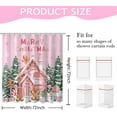 thumbnail image 3 of Pink Christmas Gingerbread Shower Curtain Cute Gingerbread House Shower Curtain for Pink Christmas Bathroom Decor Waterproof Pine Trees Snow Scene Winter Bath Curtain, 72 X 72 Inch, 3 of 6