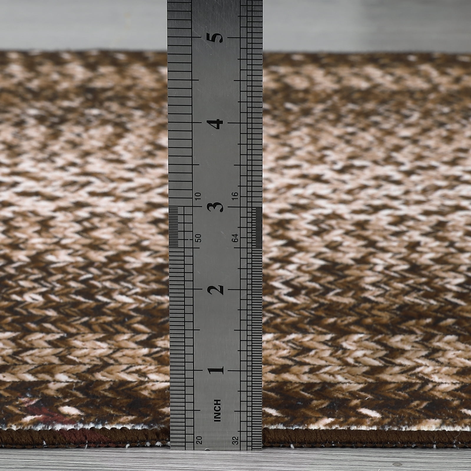 Tzou Modern Braid Print Washable Area Rugs 5x7ft with Anti-Slip TPR Back, Ultra-Thin Carpet for Living Room Bedroom Dining Room