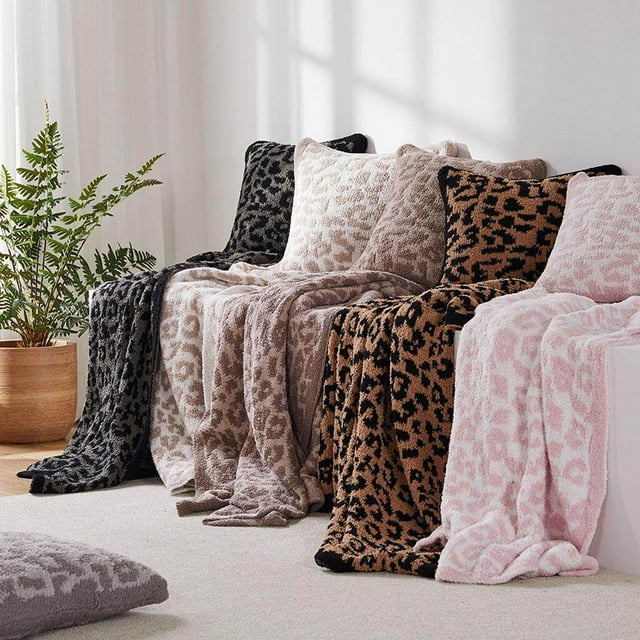 pitrice Throw Blanket Leopard Print Flannel Fleece Blankets Plush Sofa Blankets black 50x60in