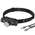 thumbnail image 1 of Linterna frontal LED recargable de 1500 lúmenes, resistente al agua IP66, 5 modos de iluminación para ciclismo, acampada, senderismo y bricolaje, 1 of 3