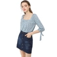 thumbnail image 4 of INSPIRE CHIC Blusa Floral Pu?os De Corbata 3/4 Mangas Cuello Cuadrado Para Mujeres Azul M, 4 of 6