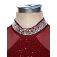 thumbnail image 4 of Ocealan Women's Shiny Latin Dance Dress Fringe Salsa Cha-Cha Rumba Ballroom Costume Cocktail Belly Burgundy S, 4 of 6