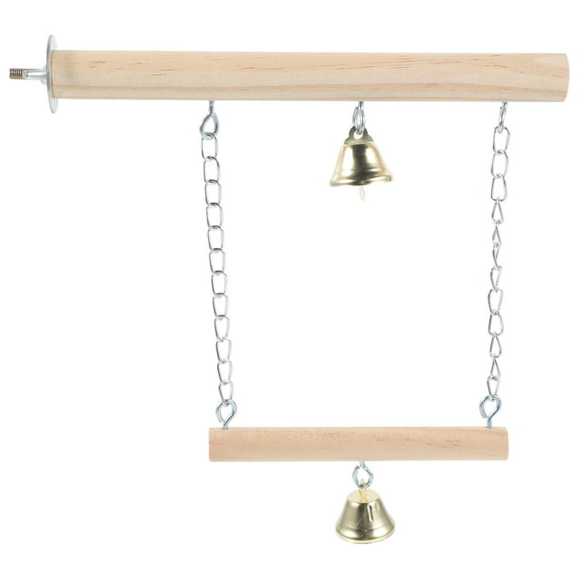 Miangastore Birdcage Perch Stand Toy Bird Swing Parakeet Swing Bird Standing Stick Swing Toy with Bell