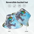 thumbnail image 2 of Bingfone Astronaut Tropical Dolphin Bucket Hat for Men Women,Packable Reversible Printed Sun Hats,Fisherman Outdoor Travel Hiking Beach Caps, 2 of 7