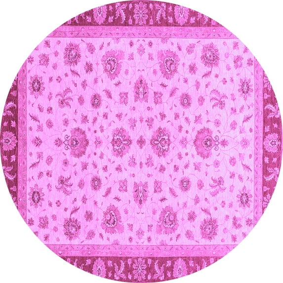 Ahgly Company Indoor Round Oriental Purple Traditional Area Rugs, 4' Round
