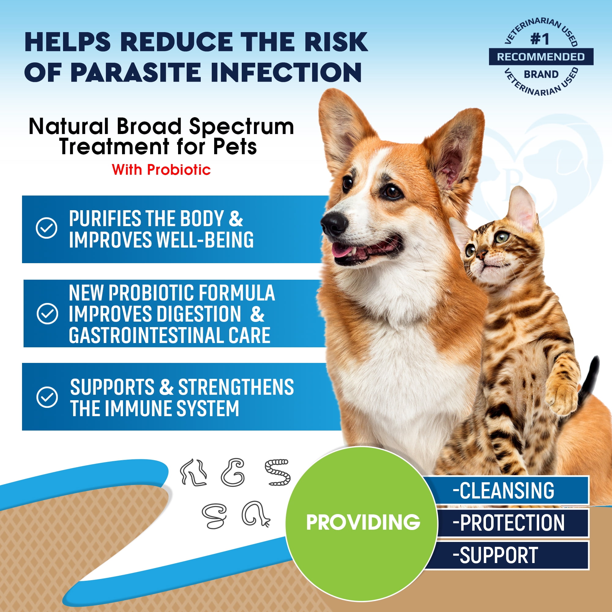 Natural Intestinal Defense for Dogs & Cats  Herbal Cleanse with Black Walnut & Probiotic  Promotes Healthy Gut & Flora Balance  Advanced Broad Spectrum Formula