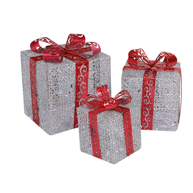 Nilvkv 3PCS Christmas Decorate Gift Boxes Christmas Party Home Decorations Holiday Party Yard Decorations Gift Box