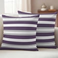 thumbnail image 4 of 2 Pack Outdoor Waterproof Throw Pillows, Purple Gray Minimalist Stripe Art Decorative Square Pillow Case Patio Pillows for Chair Couch Sofa 18x18in, 4 of 9